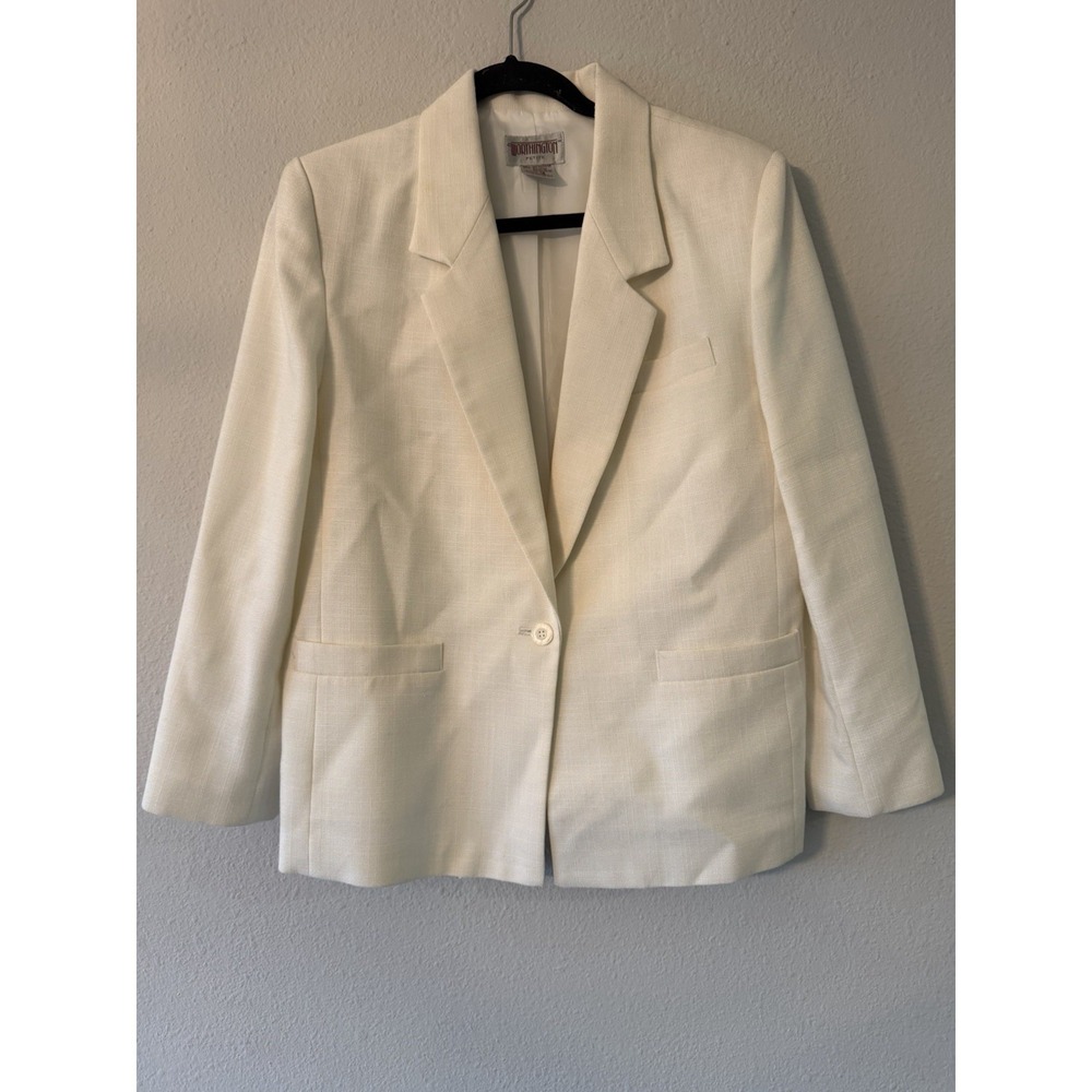 Worthington‎ 100% Wool Blazer Womens 14 Petite Ivory White Lined Pockets